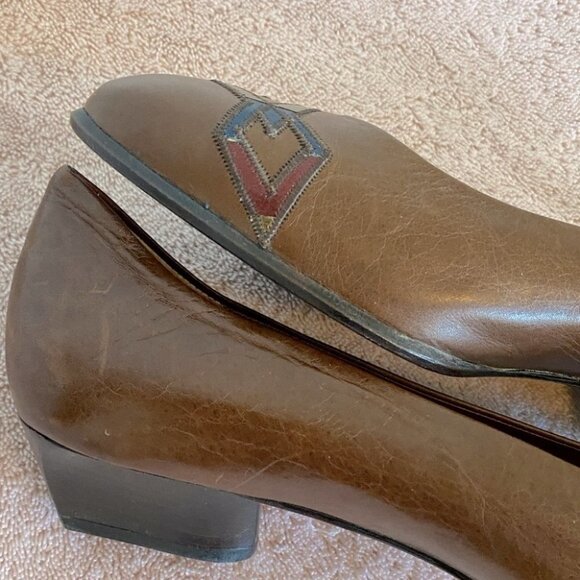 Arnold Churgin Brown Leather Slip On With Chunky Heel 40 - Picture 8 of 11